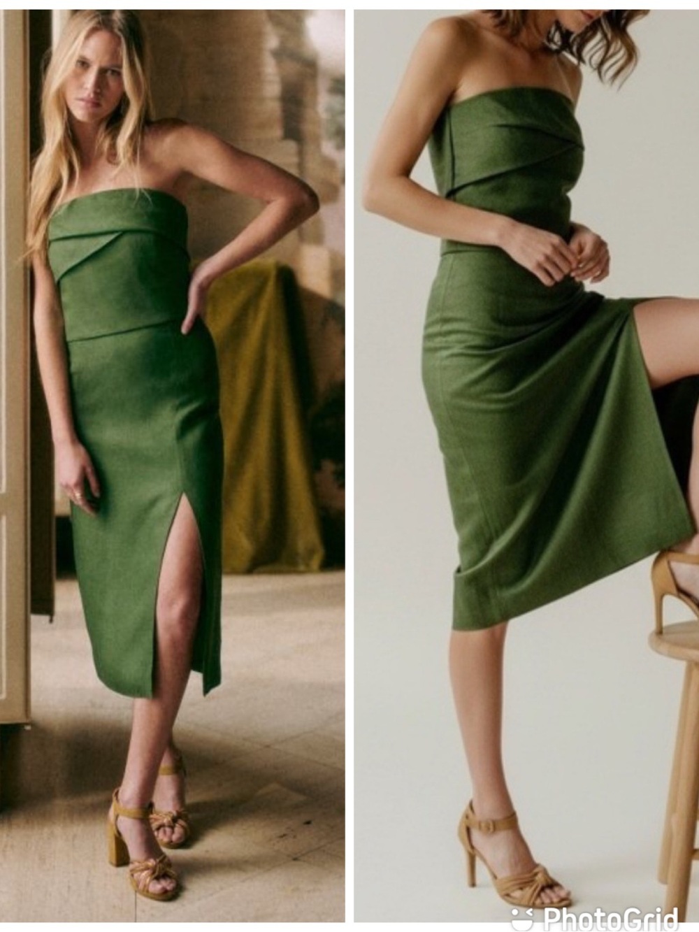 Sezane Editions lucilla linen skirt + Aurora Top in Summer Green